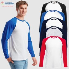 Fruit of the Loom Mens Valueweight Long Sleeve Baseball T-Shirt Casual Sports T