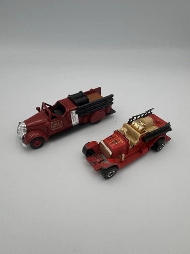 Hot Wheels Red Old Number 5 1980 Fire Truck & High Speed 1939 Ward Lafrance