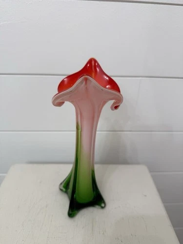 Vintage Vase Murano Venezia Calla Lilly Swung Blown Glass