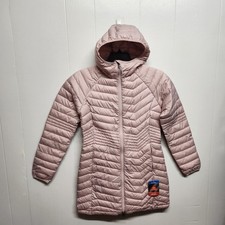 Columbia Powder Lite Mid Jacket Womens Medium Pink Omni Heat Hooded Puffer