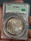 1884- O Morgan Silver Dollar MS63 CAC