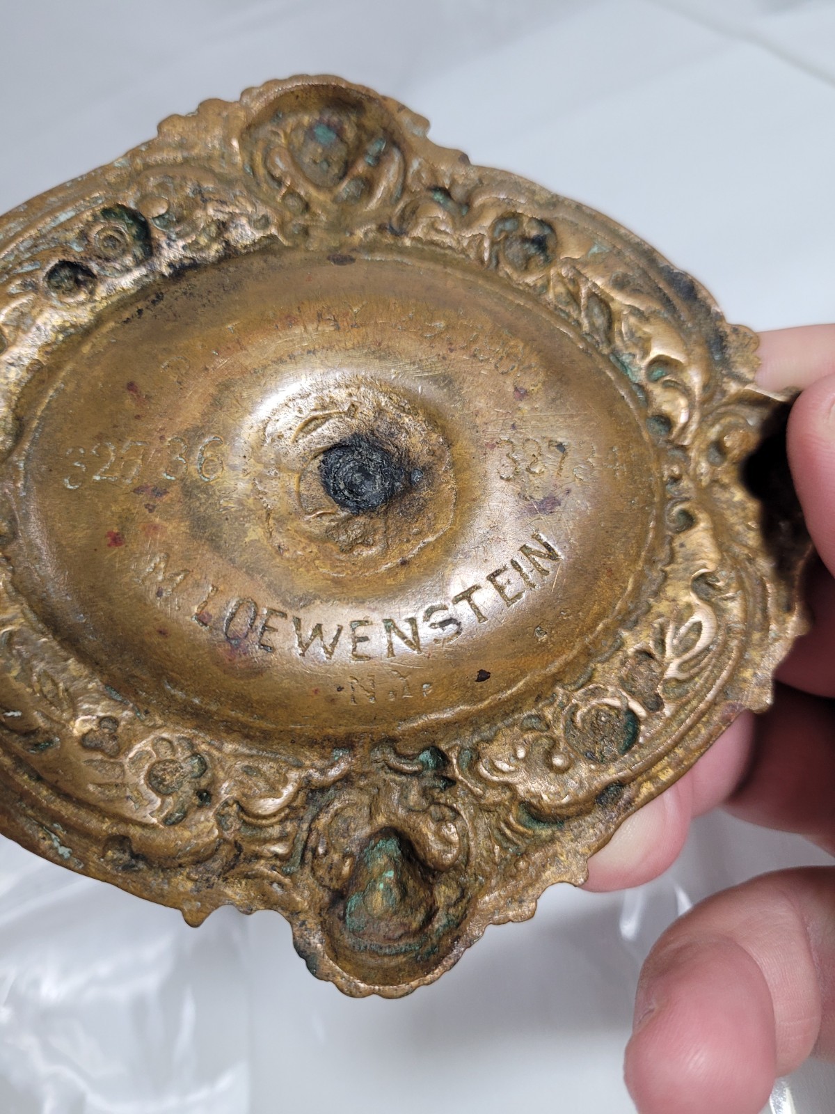Rare 1900 M. Loewenstein Brass Cherub Ashtray