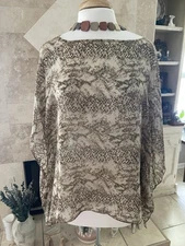 Talbot's Women's Shirt Overlay S M Sheer Chiffon Sleeveless Scarf Top 100% Silk