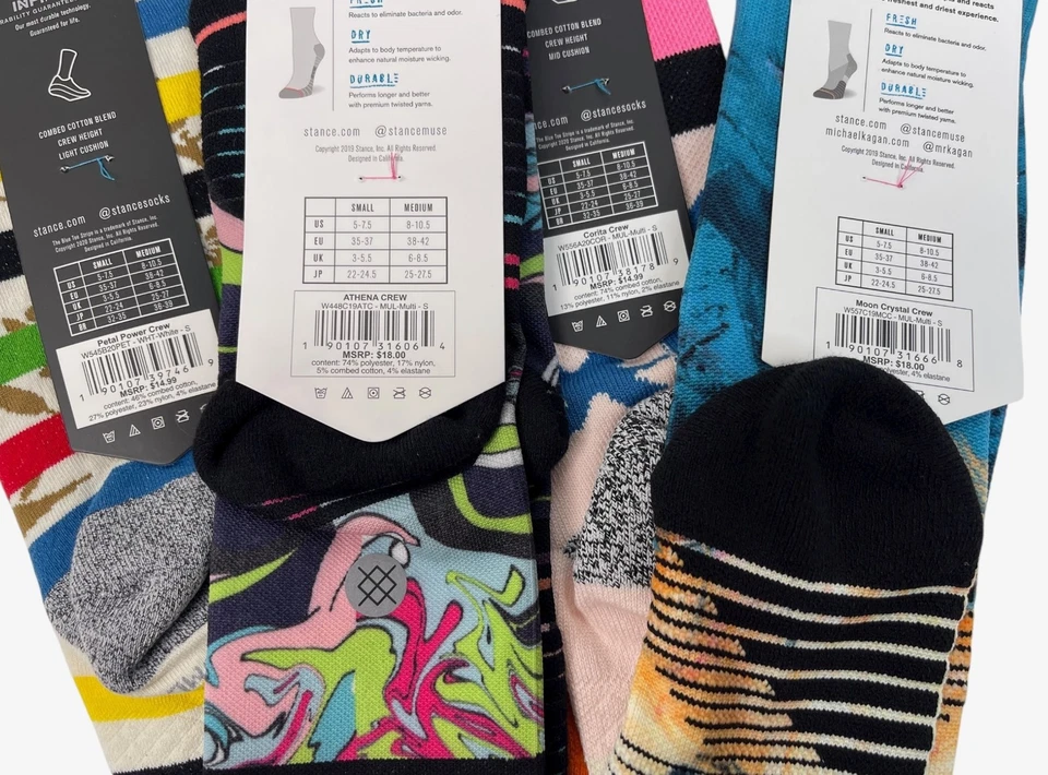 Calcetines Stance para mujer 4 nuevos pares Feel 360 informales Crew talla pequeña 5-7,5 precio de venta sugerido por el fabricante 66 USD Foto 4 de 4