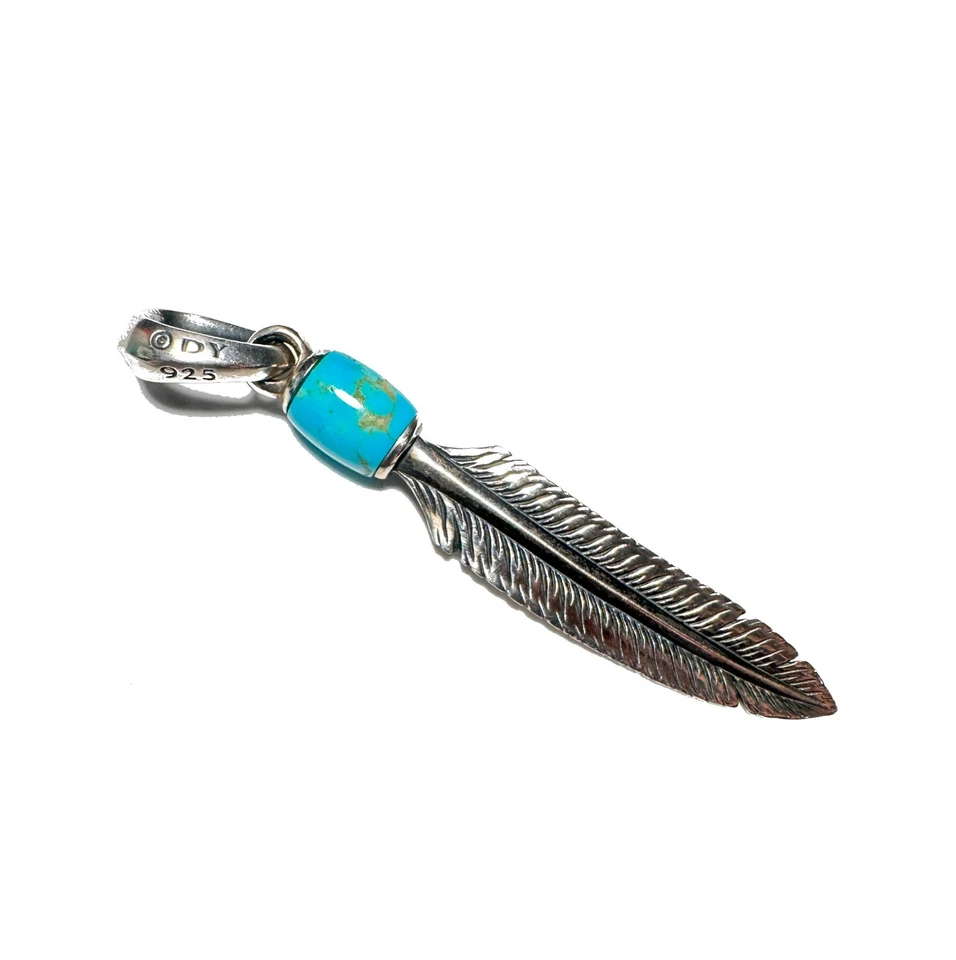 David Yurman Blue Turquoise Southwest Feather Amulet in 925 Sterling Silver - Image 2 of 4