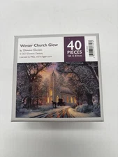Wentworth Wooden Jigsaw Puzzle "Winter Church Glow" 40 Pieces