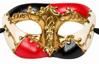 Venetian Harlequin Masquerade Mask Red Black Gold Mardi Gras Carnival Costume