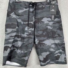 Oneill Hyper Freak Swim Trunks Mens 30 Grey Camo Performance Board Shorts NEW