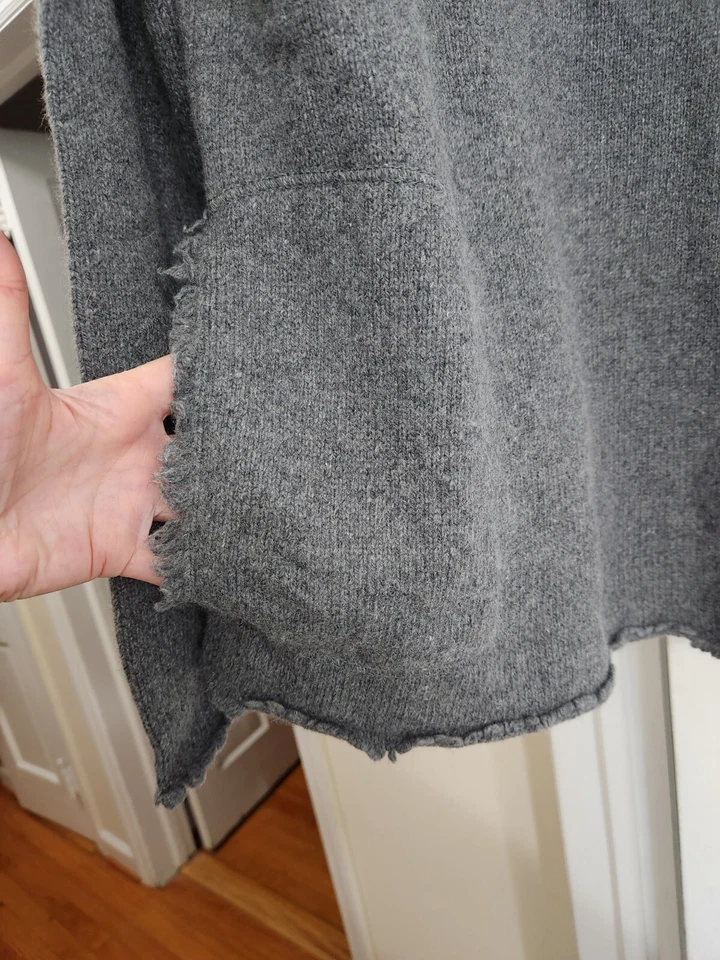 MOSCHINO JEANS Wool Angora Blend Knit Hoodie Sweater Distressed M  - Image 4 of 4