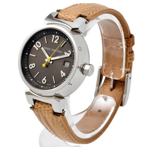 ヴィトン Louis Vuitton 時計 替えベルト マルチカラー Q1211 LOUIS VUITTON Q1211 Tambour Wristwatch Quartz Brown Dial