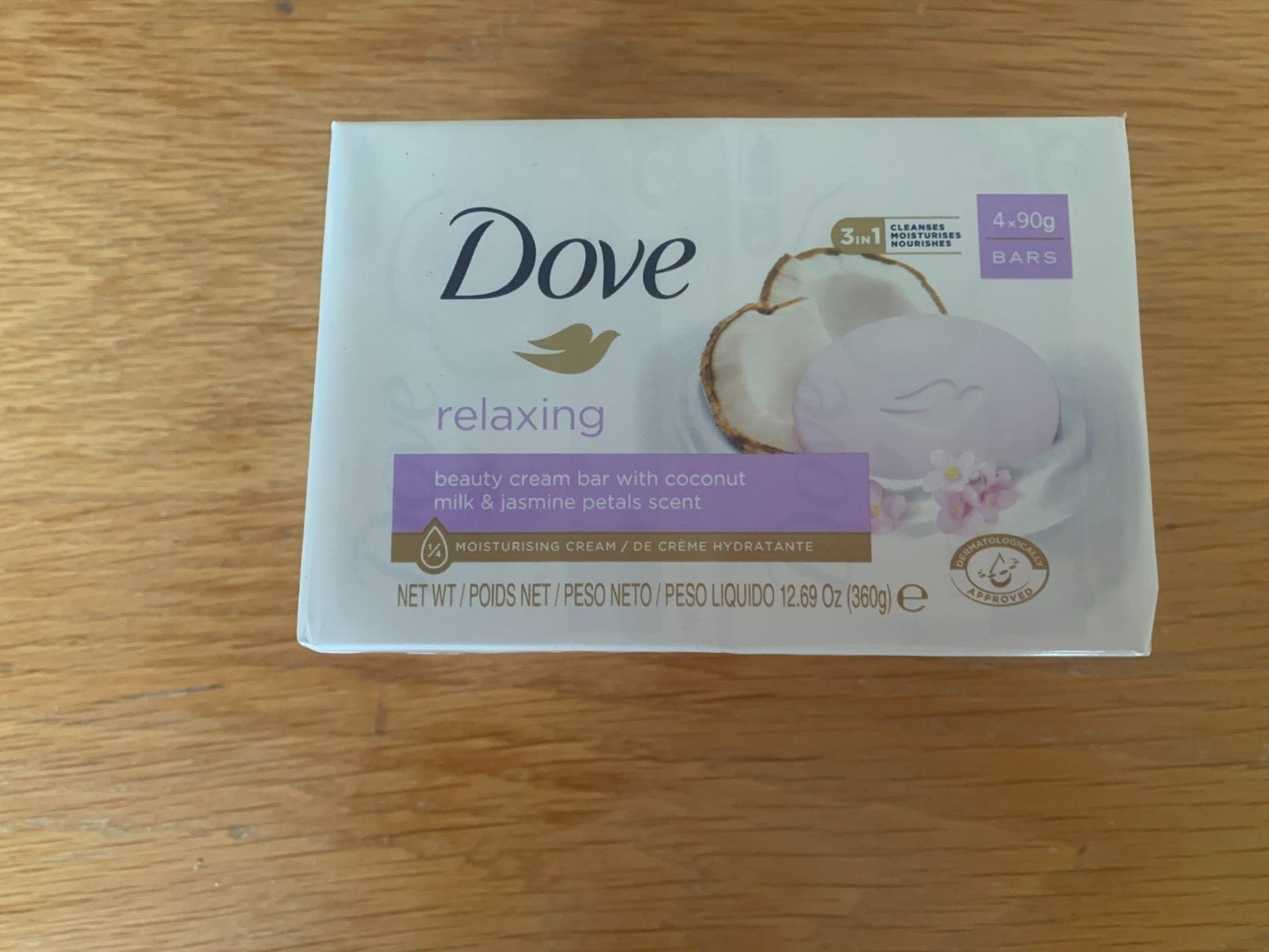 Brand New & Sealed DOVE Beauty Bar SOAP - Coconut Milk & Jasmine 4X90g Bars