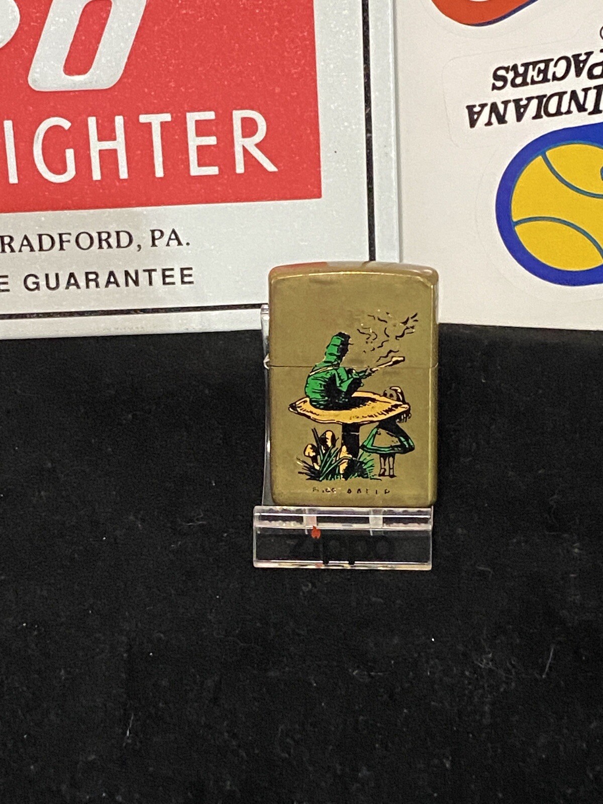 Alice in Wonderland Caterpillar Brass Vintage Zippo Lighter Great Color