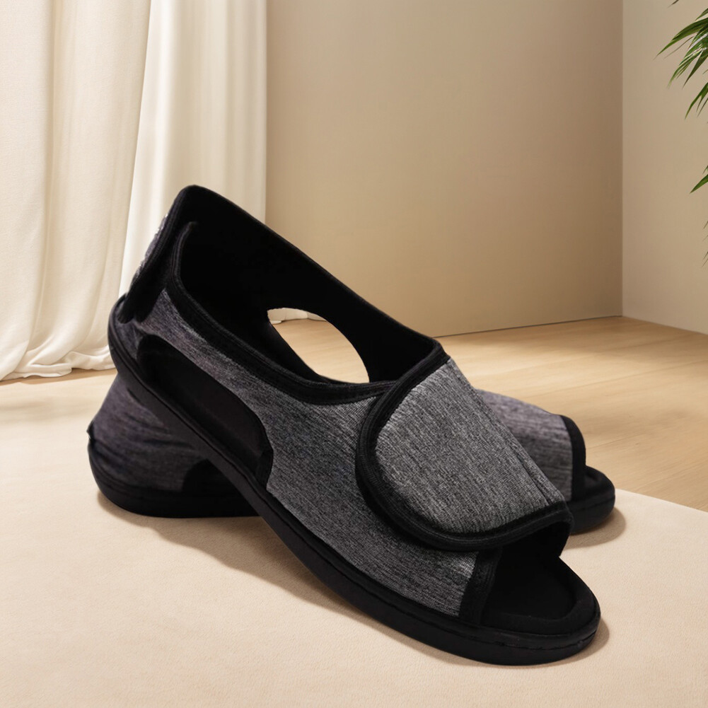 APL Scarpe Diabetiche Calzature Edema Slip On Regolabili per Piedi Gonfi (Grigio 38 39)