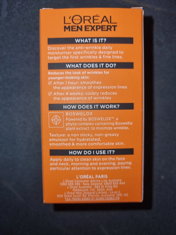 2x L'Oreal Men Expert Erase Wrinkle Anti Ageing Rejuvenating Moisturiser 50ml - image 2 of 2