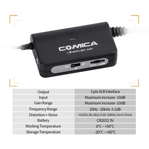 Adaptador de audio preamplificador Comica LinkFlex AD1 XLR-3,5 mm para teléfono inteligente y cámara - Imagen 7 de 8