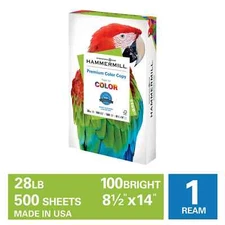 Hammermill Printer Paper, 28lb Color Copy Paper, 100 Bright, 8.5x14 - 1 Ream (50