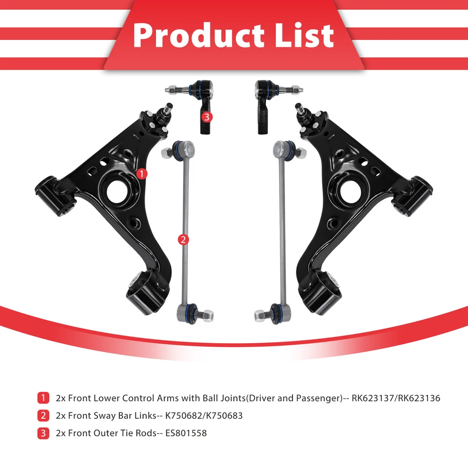 Kit de 6 brazos de control inferiores delanteros con rótulas para Trax Encore 2013-2022 Foto 3 de 4