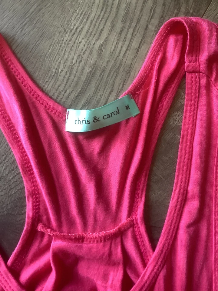 Chris & Carol Tank Top Womens Size M Medium Pink High Low Racer back EUC - Image 3 of 4