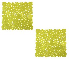 2 Pack PVC Sink Mat Yellow Floral Protector Yellow Size 11.5" x 10.5"