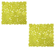 2 Pack PVC Sink Mat Yellow Floral  Protector Yellow Size 11.5" x 10.5"