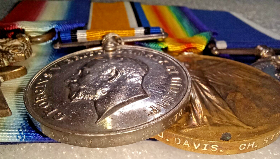 WW1 Naval Long Service Group (4) Medals, served on HMS Opal at Jutland