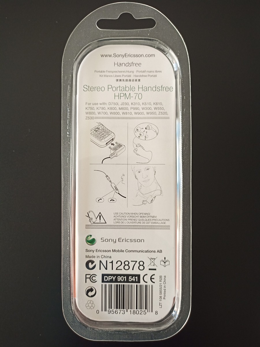 Auricolari Sony Ericsson HPM-70 Rosa E Bianco – Originali, Cablati, Per Z310a, Z550, Z710 E Altri