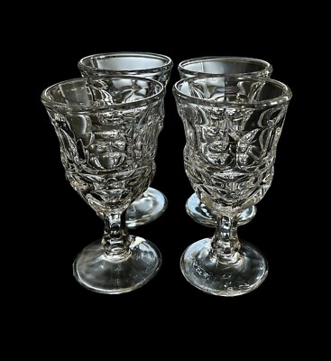 Set Of 4 Vintage Fostoria Argus 4-7/8  Clear Wine Glasses Goblets Excellent