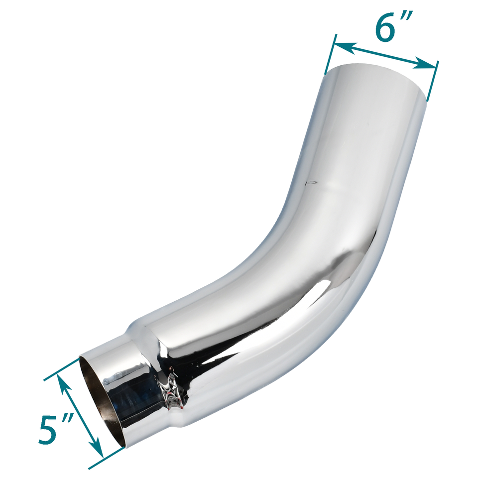 4" Inlet To 5" Outlet 23" LONG DIESEL EXHAUST CHROMED TURNDOWN - Foto 3
