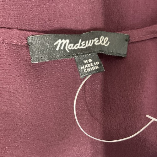 Camicetta nuova senza etichette Madewell 100% seta avvolgente bacche viola volant cravatta a strati vita lunga S - Foto 10 di 11