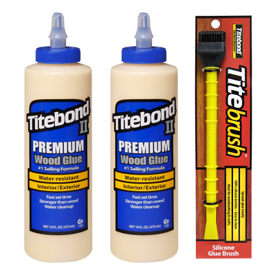 2 x Titebond II Premium 473 ml Holzleim wetterfest + Titebrush Silikonpinsel