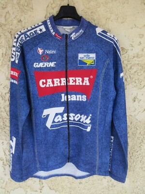 Maillot Cycliste Vintage CARRERA Jeans Tassoni 1993 - Nalini Taille XL - Blanc