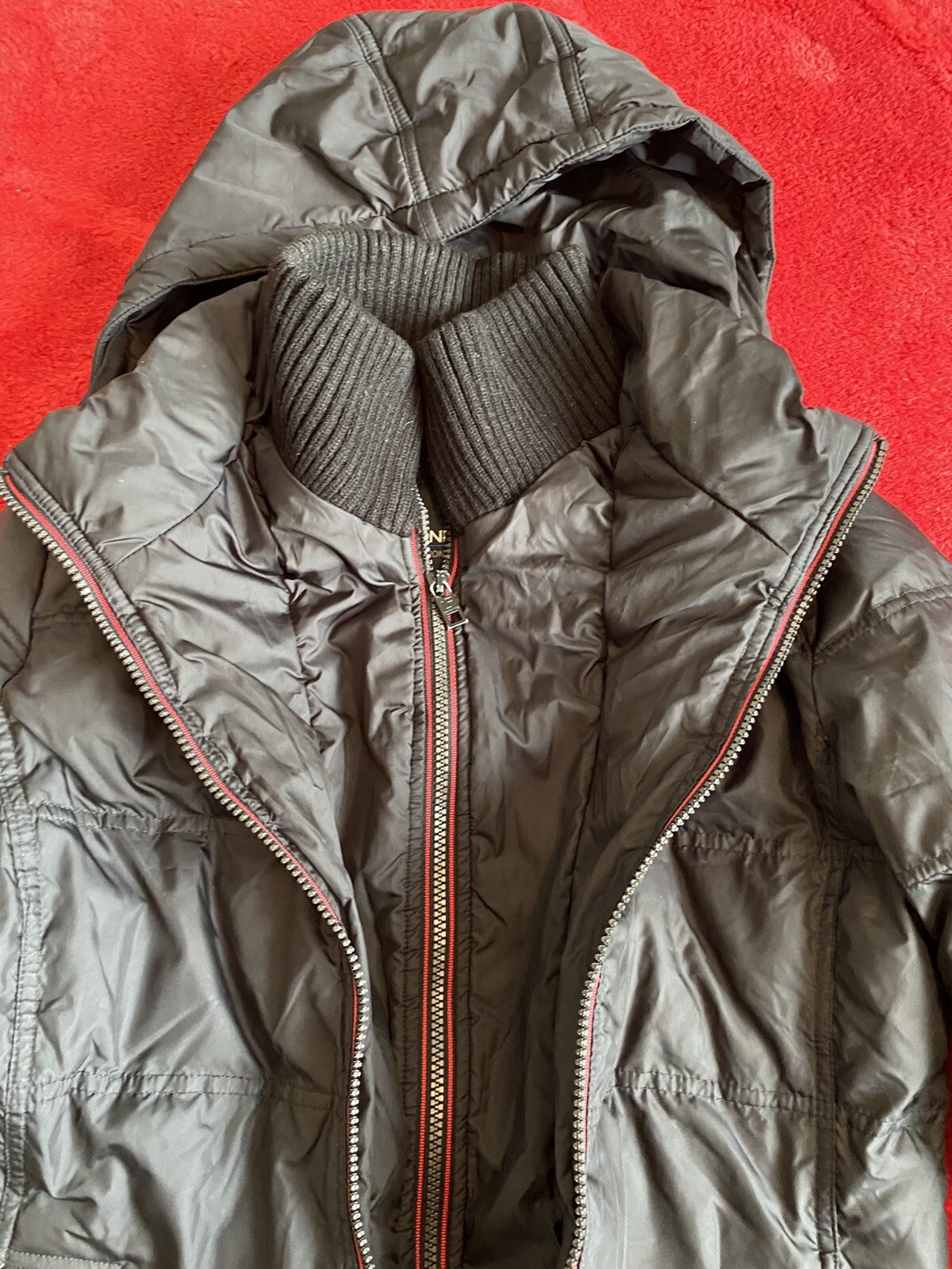 LONDON FOG Women's Black Down Coat Hood Jacket Size S… Gem