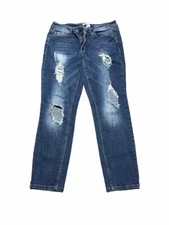 YMI Dream Fit Mid Rise Anklet Blue Jeans Distressed USA Preowned Juniors 9