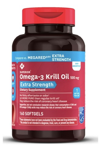 Extra Strength OMEGA - 3 100% puro olio di krill 500mg 160 Softgels  confronta con MegaRed | eBay