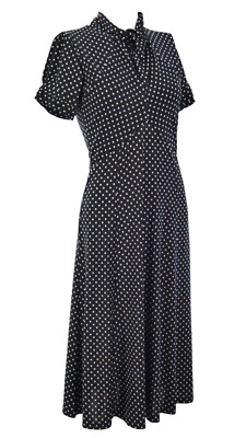 Lindy Bop Polka Dot Midikleid schwarz weiß Retro 50er Rockabilly UK 10 Amie