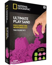 National Geographic Play Sand - 2 LBS of Sand with Castle Molds and Tray Pur...