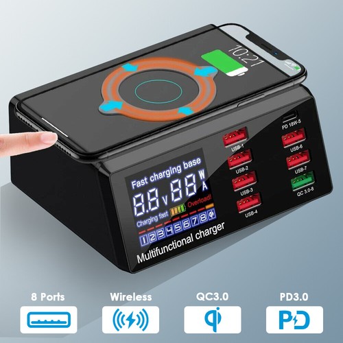 USB Charging Station with 8 Port Multifunction Wireless Charger Fast Charging AU - Picture 2 of 19