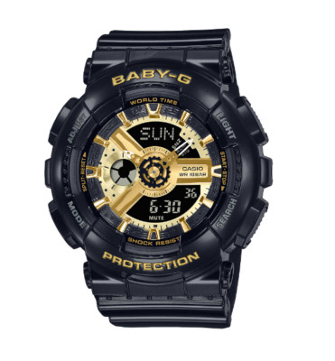 Casio Women's BA-110-1ACR Baby-G Black Resin Strap Analog-Digital Display Watch