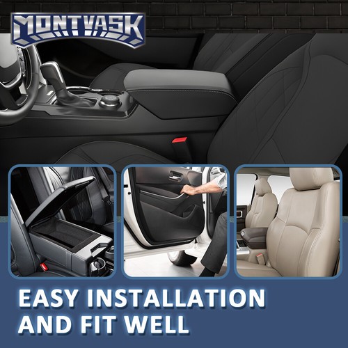 Leather Console Lid Armrest Cover Black Stitch Fit For 2011-2018 Ford Explorer - Foto 11 di 12