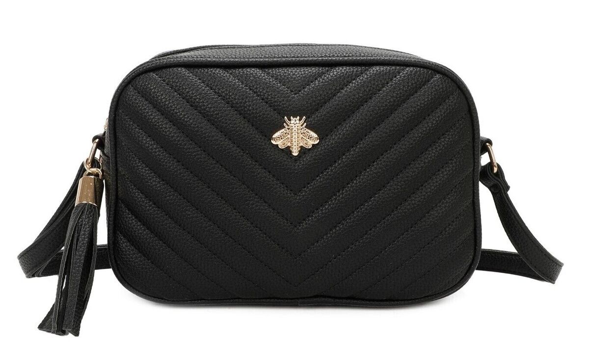 Ladies Quilted Gold Bee Decoration Shoulder Clutch Bag Women Ladies Quilted Gold Bee Decoration Shoulder Clutch Bag Women