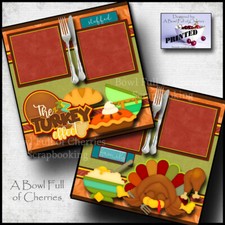 THANKSGIVING  2 premade scrapbook pages paper printed layout family CHERRY 0209