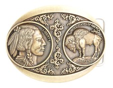 5 Cents Buffalo Indian Nickel Western Bronze Plated Metal Belt Buckle