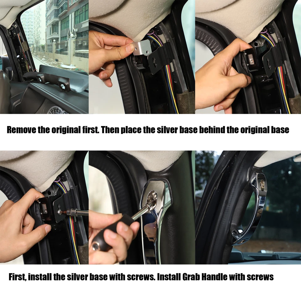 2PCS Chrome Silver Alloy A-pillar Puller Handle Trim For Hummer H2 2003-2007 US Foto 3 de 4