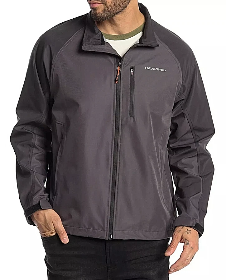 MENS X-LARGE HAWKE & CO SPORT PERFORMANCE WATER RESISTANT FULL-ZIP JACKET, GRAY