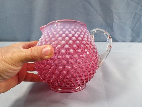Fenton Cranberry Opalescent Hobnail Glass 32 Oz Squat Jug or Pitcher INV4 - Picture 2 of 10