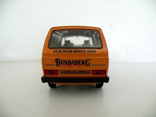 VW T3 Van Bundy Custom Graphics Applied Orange Diecast Van Scale 1:60 - Picture 8 of 10