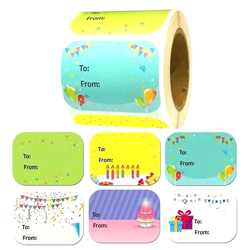 BIRTHDAY STICKERS Labels Gift Tags Envelope Box Seals Sticky Label Party Invites