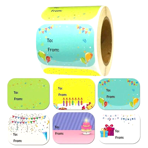 Birthday Stickers Labels Gift Tags Envelope Box Seals Sticky Label Party Invites - Picture 1 of 8