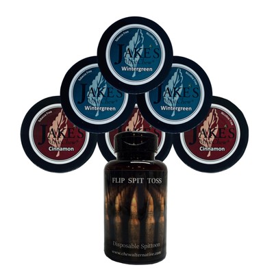 Jake's Mint Herbal Chew Cinnamon Wintergreen 3 Cans Each & Mud Bud Spittoon