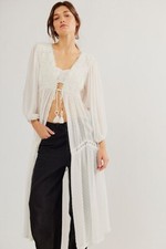 Free People Intimately Spring Fling Maxi Robe, Ivory, Small, RRP $128